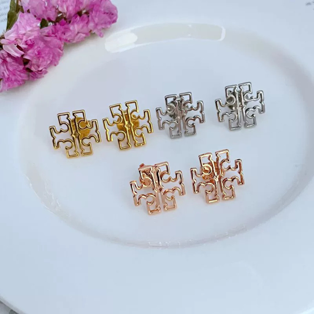 Tory Burch Inlaid Hollow Alphabet Earrings